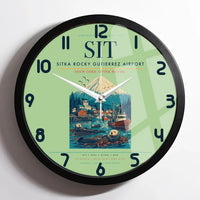 Thumbnail for Sitka Rocky Gutierrez Airport (SIT) design on light green framed wall clock