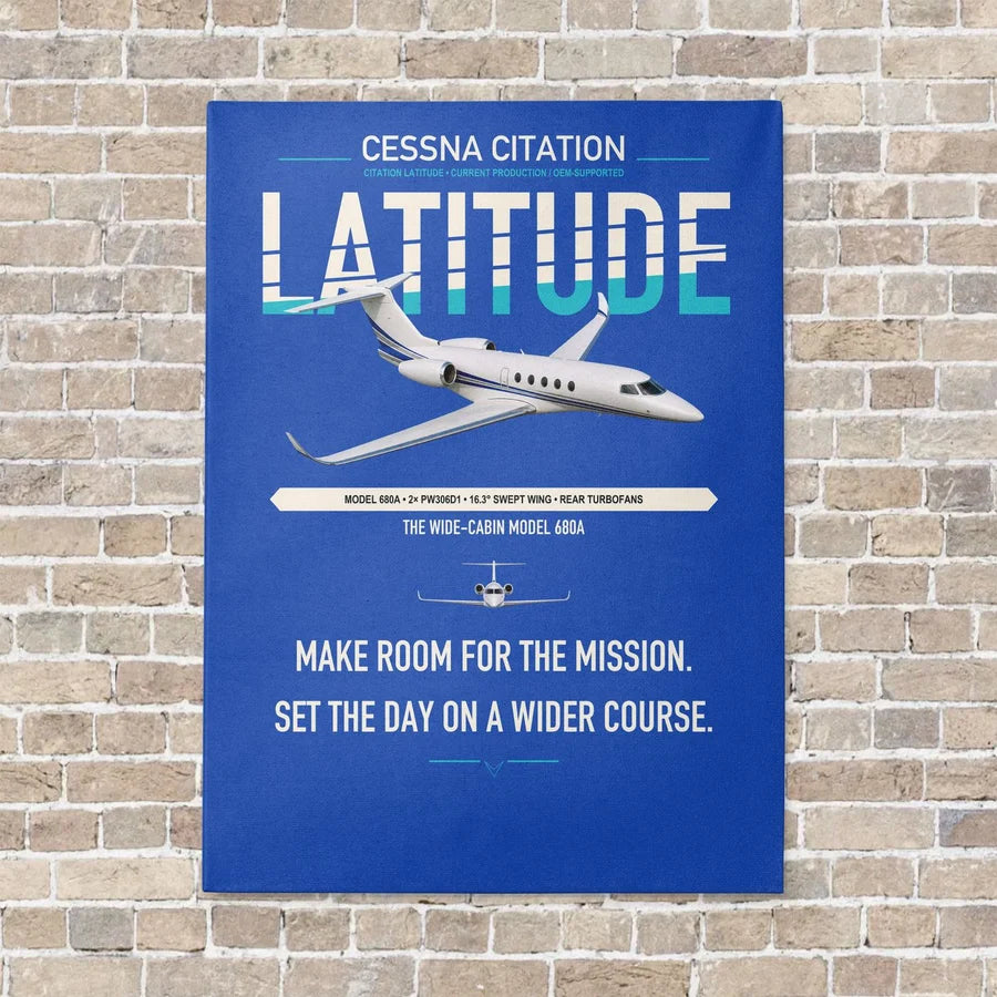 Cessna Citation Latitude vertical canvas print - no frame - blue background