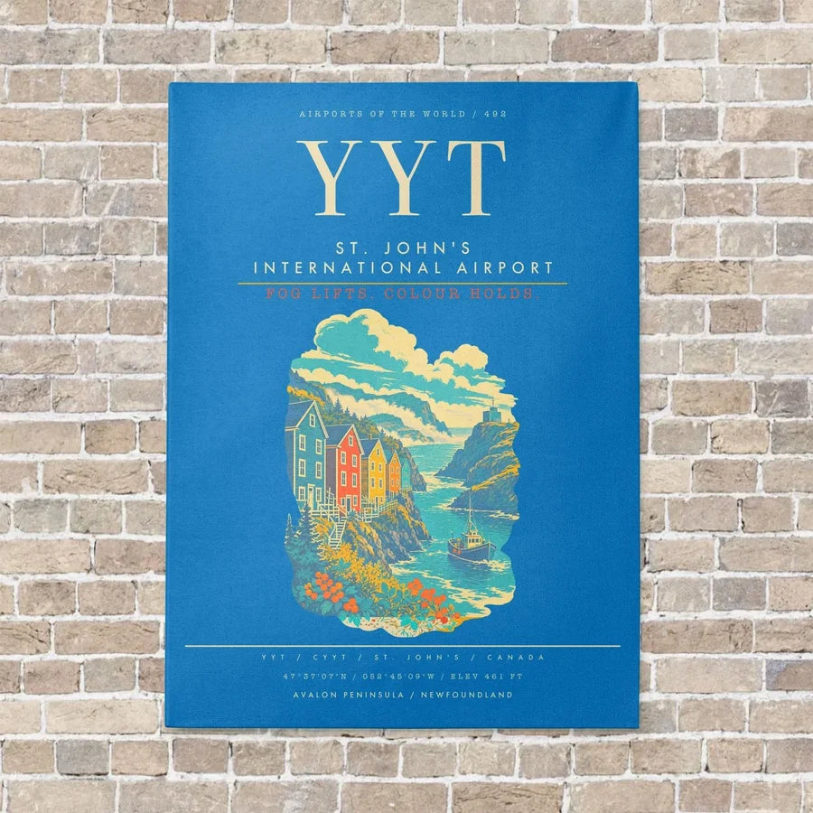 St. John's International Airport YYT - Canvas Framed - Turquoise