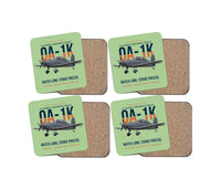 Thumbnail for OA-1K Skyraider II Armed Overwatch design on light green 4 pieces set coaster