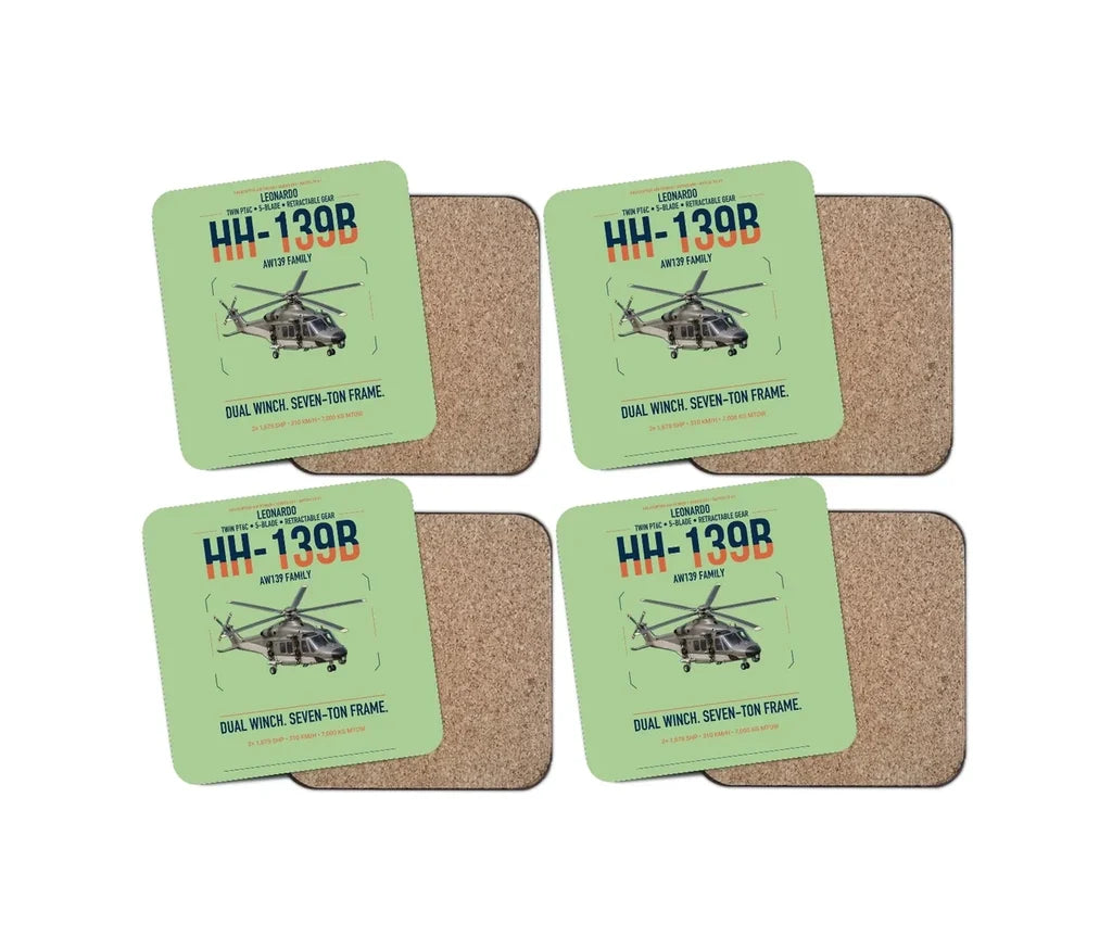 Leonardo HH-139B design on light green 4 pieces set coaster