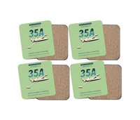 Thumbnail for Bombardier Learjet 35A design on light green 4 pieces set coaster