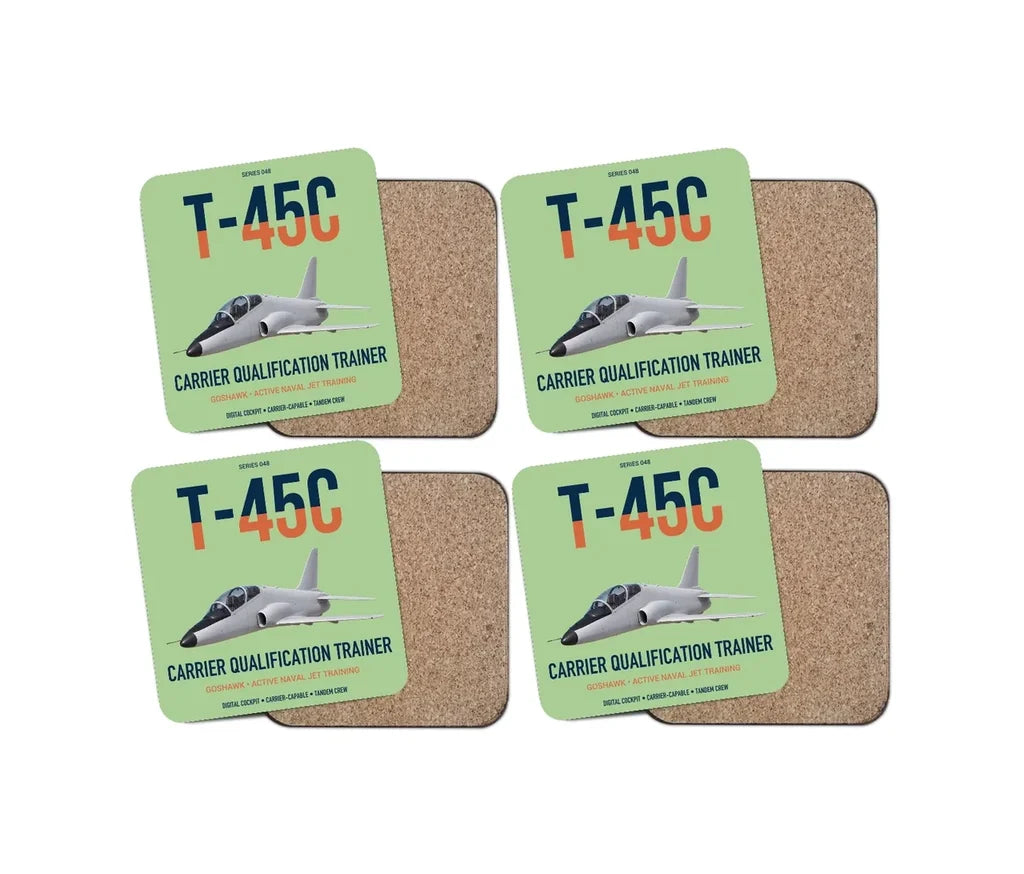 T-45C Goshawk design on light green 4 pieces set coaster