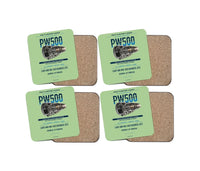 Thumbnail for PW500 design on light green 4 pieces set coaster