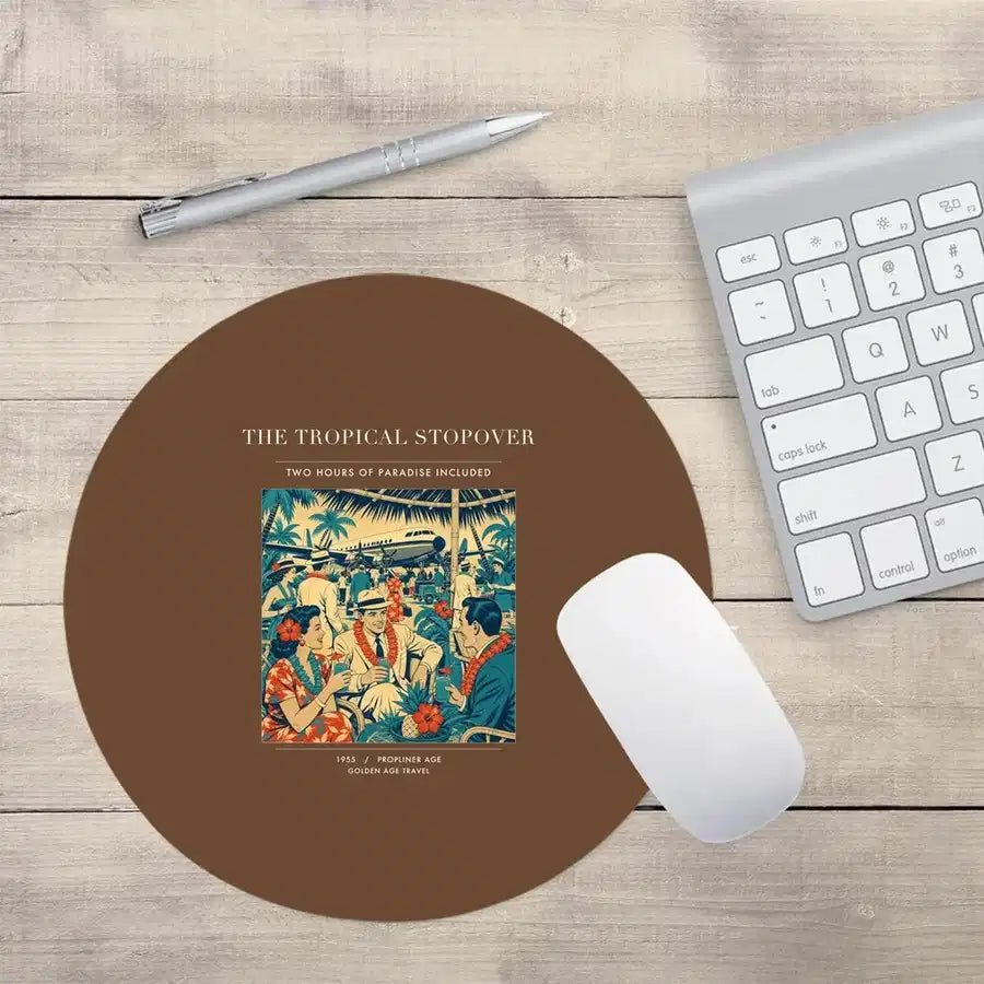 VINTAGE G4225 - The Tropical Stopover - Designed Mouse Pads design on brown round