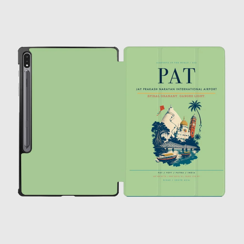 Jay Prakash Narayan International Airport (PAT) design on light green samsung tablet tablet case