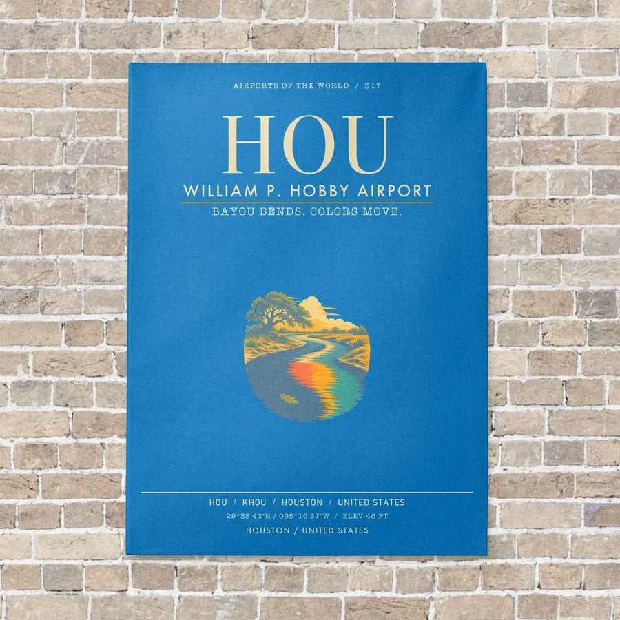 William P. Hobby Airport HOU - Canvas Framed - Turquoise
