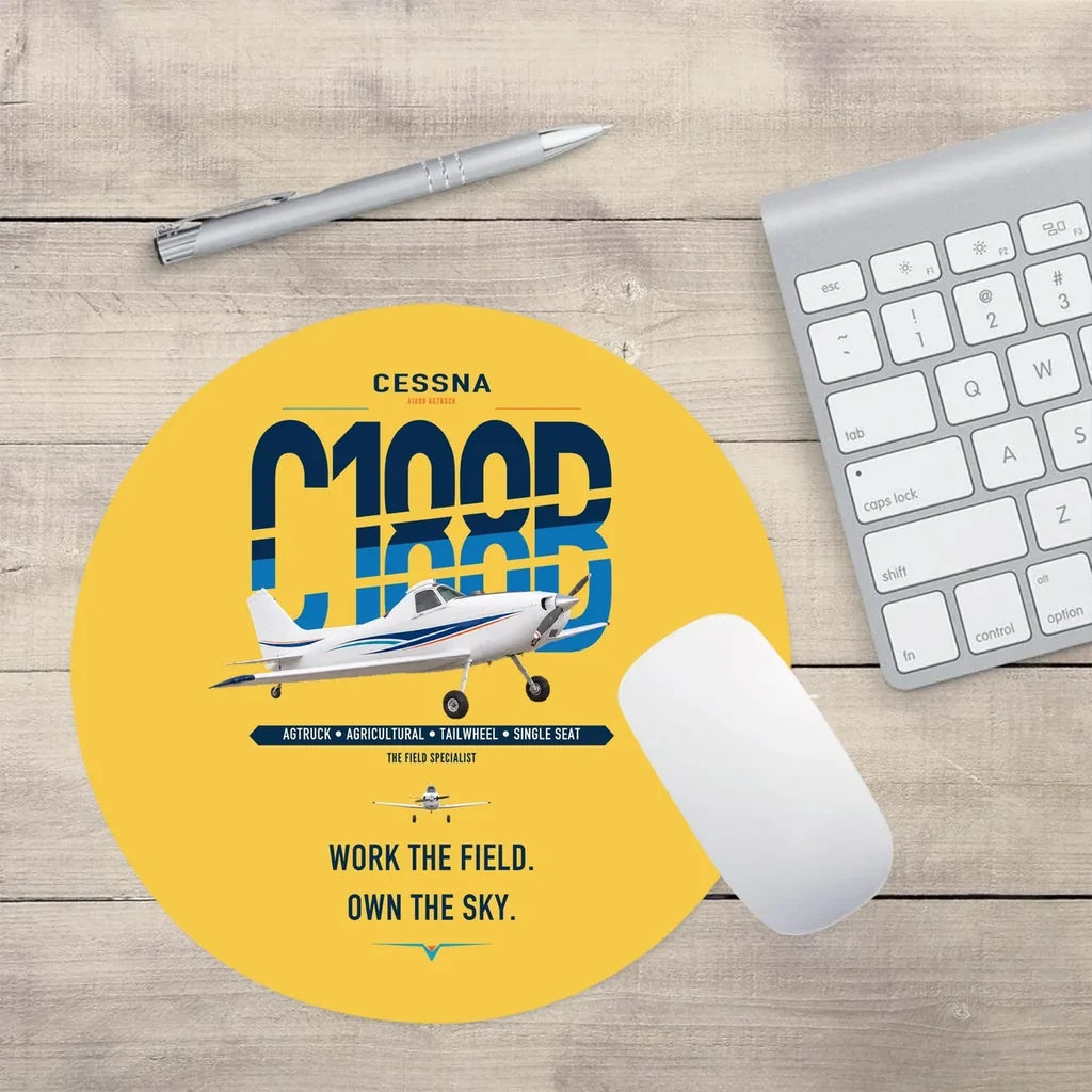 Cessna A188B AgTruck design on yellow round mouse pad