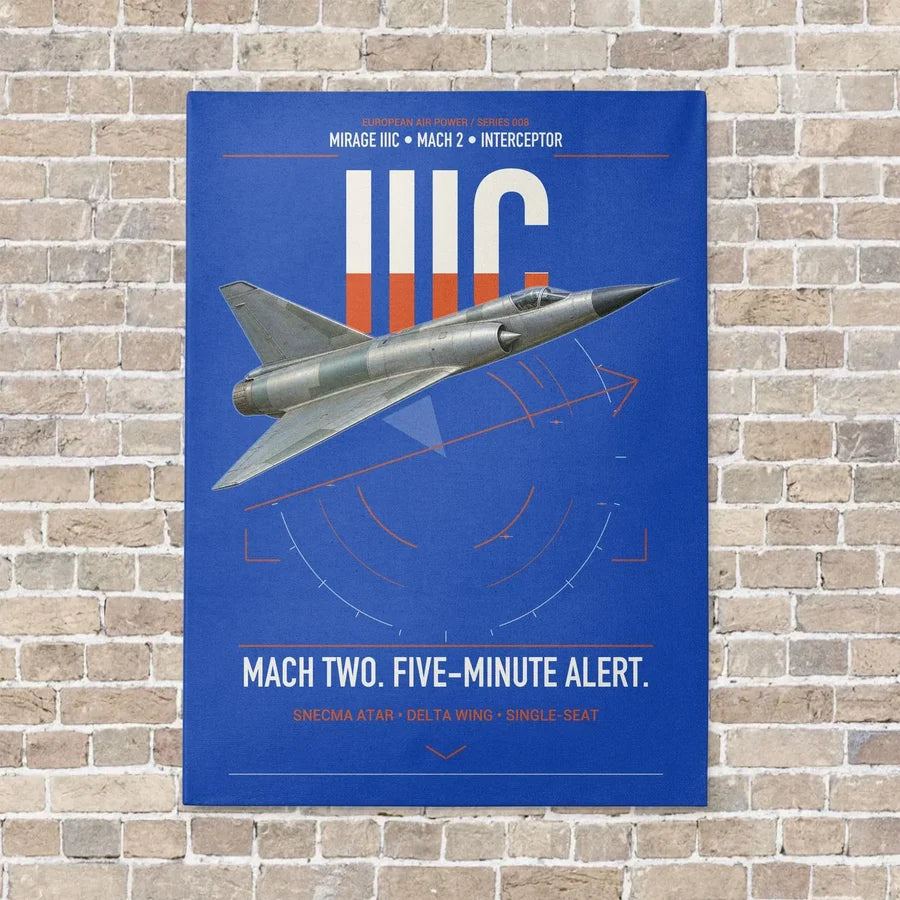Dassault Mirage IIIC vertical canvas print - no frame - blue background