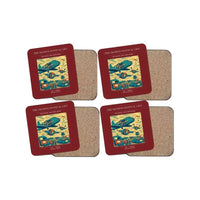Thumbnail for The Skydive Festival Lift - Designed Coasters design on dark red 4-pieces-set