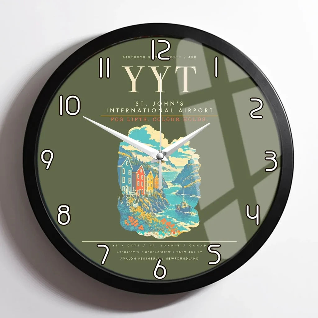 St. John's International Airport YYT Wall-Clock Framed - Green Army