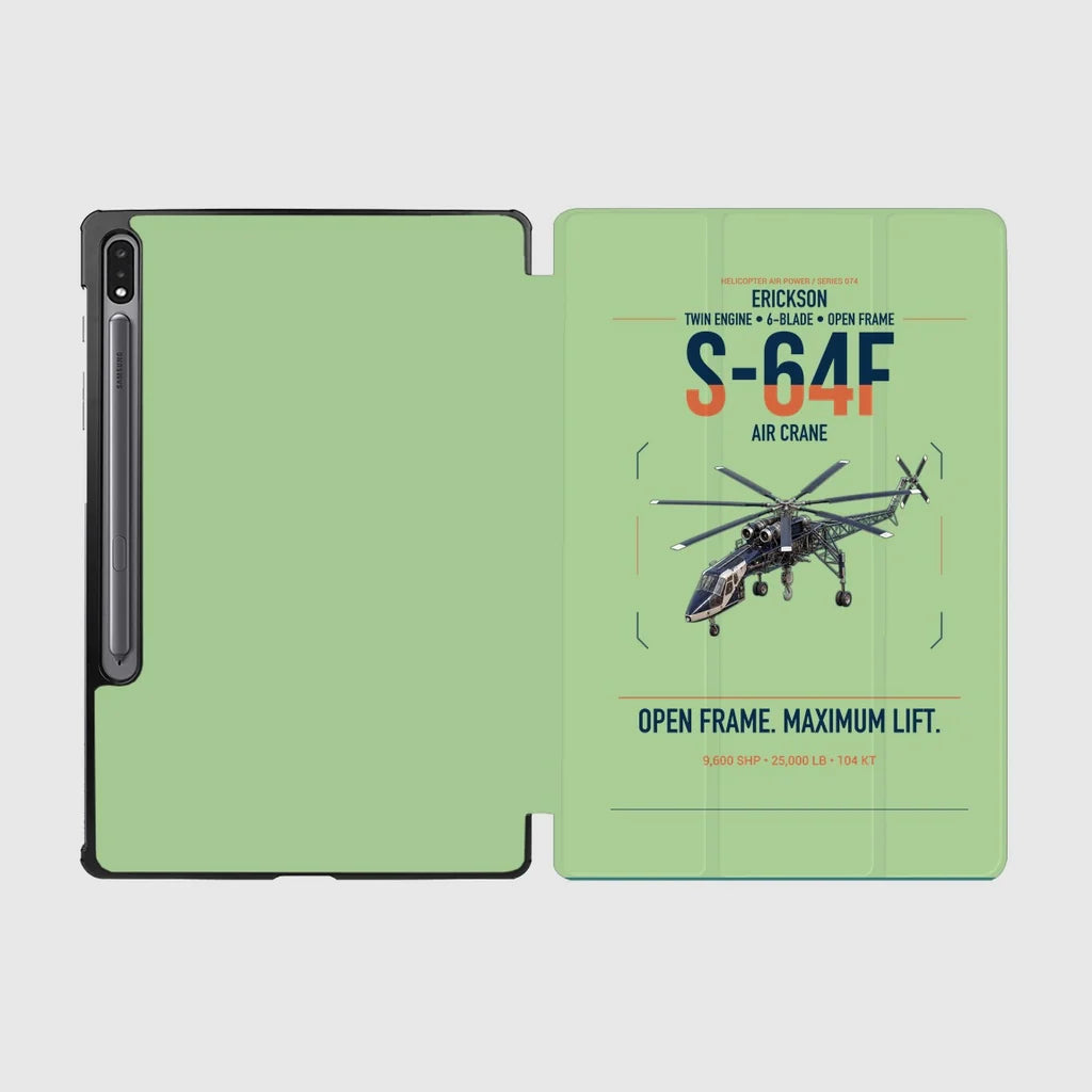 Erickson S-64F Air Crane design on light green samsung tablet tablet case