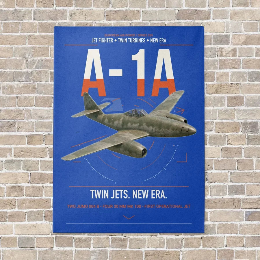 Messerschmitt Me 262A-1a vertical canvas print - no frame - blue background