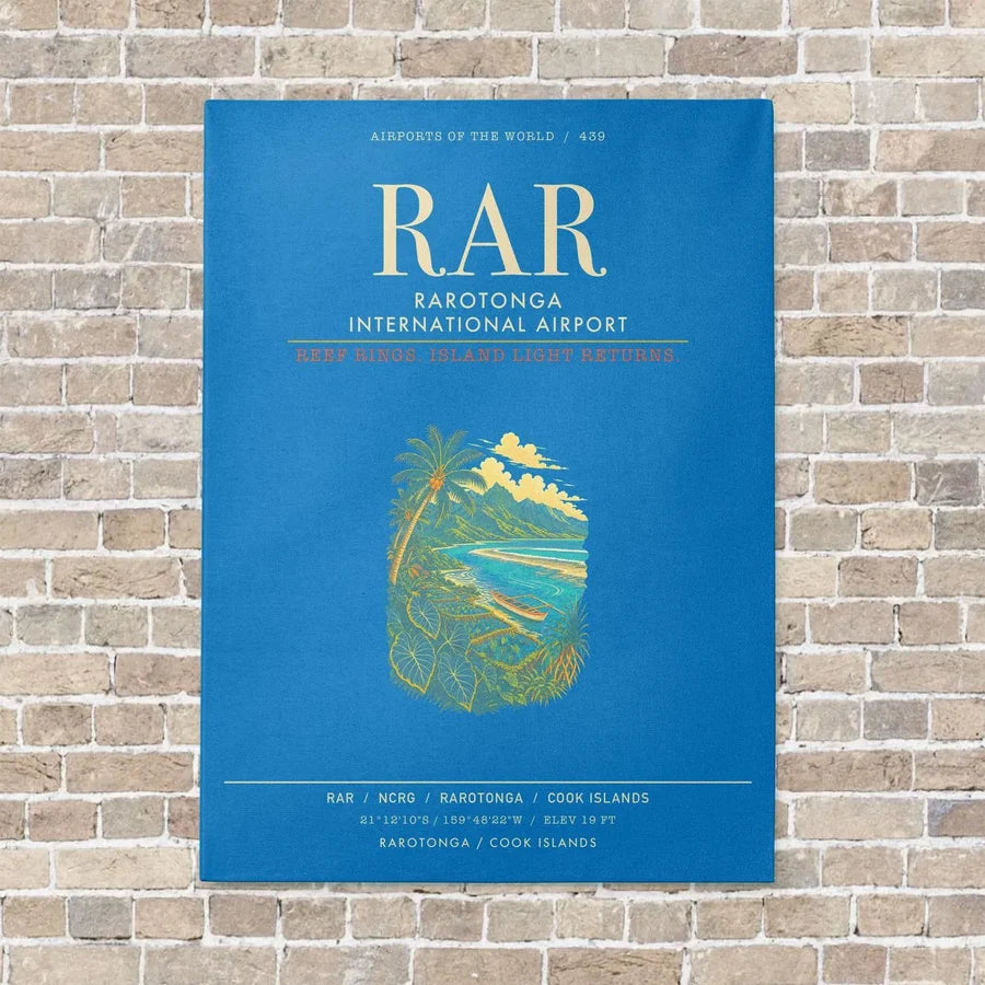 Rarotonga International Airport RAR - Canvas Framed - Turquoise