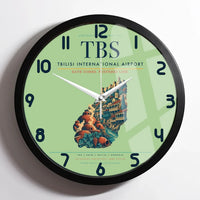 Thumbnail for Tbilisi International Airport (TBS) design on light green framed wall clock