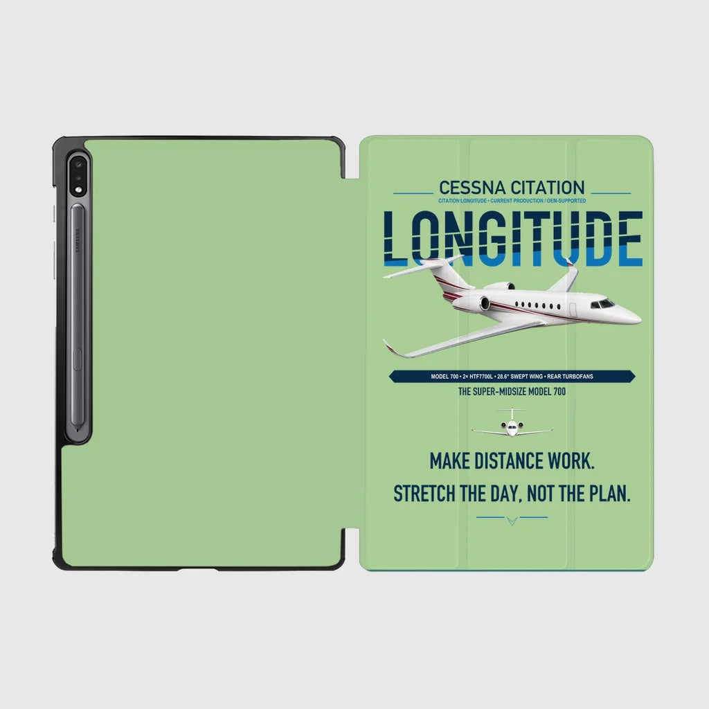Cessna Citation Longitude design on light green samsung tablet tablet case