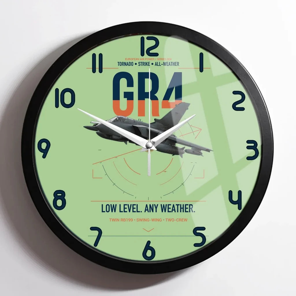 Panavia Tornado GR4 design on light green framed wall clock