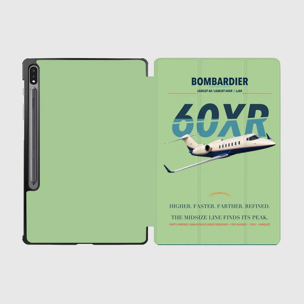 Bombardier Learjet 60XR design on light green samsung tablet tablet case