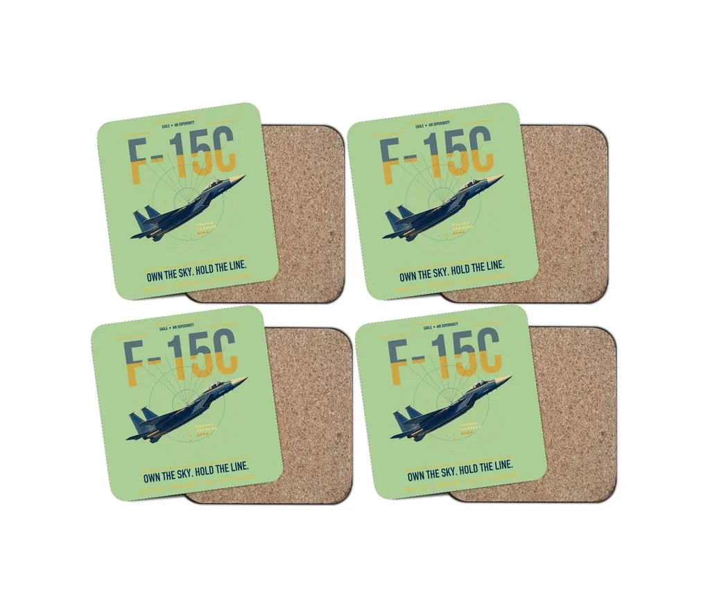 F-15C Eagle design on light green 4 pieces set coaster