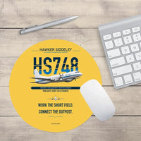 Thumbnail for Hawker Siddeley HS 748 Series 2A design on yellow round mouse pad