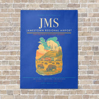 Thumbnail for Jamestown Regional Airport JMS vertical canvas print - no frame - blue background