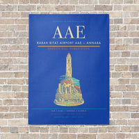 Thumbnail for Rabah Bitat Airport AAE — Annaba vertical canvas print - no frame - blue background