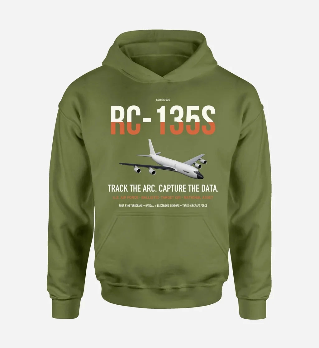 RC-135S Cobra Ball design on green army double-side hoodie, single-side print