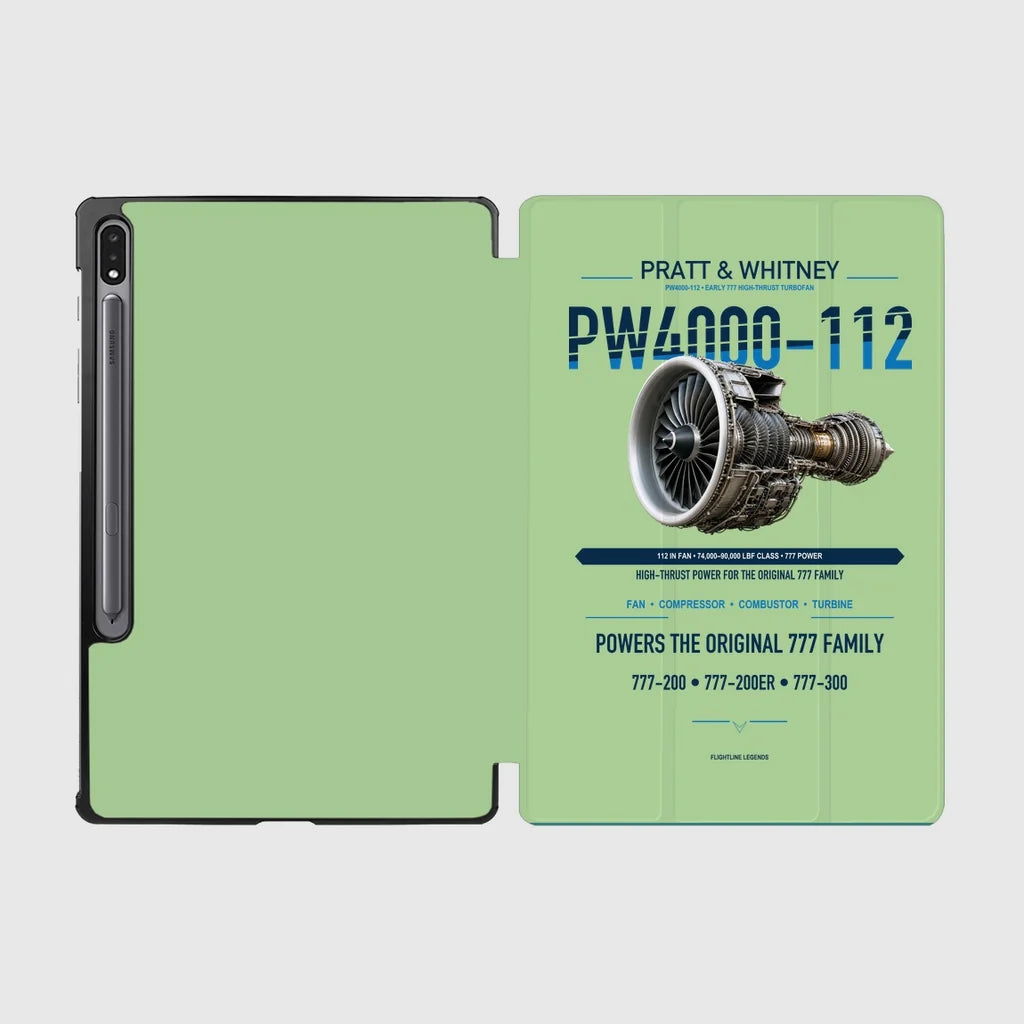 PW4000-112 design on light green samsung tablet tablet case