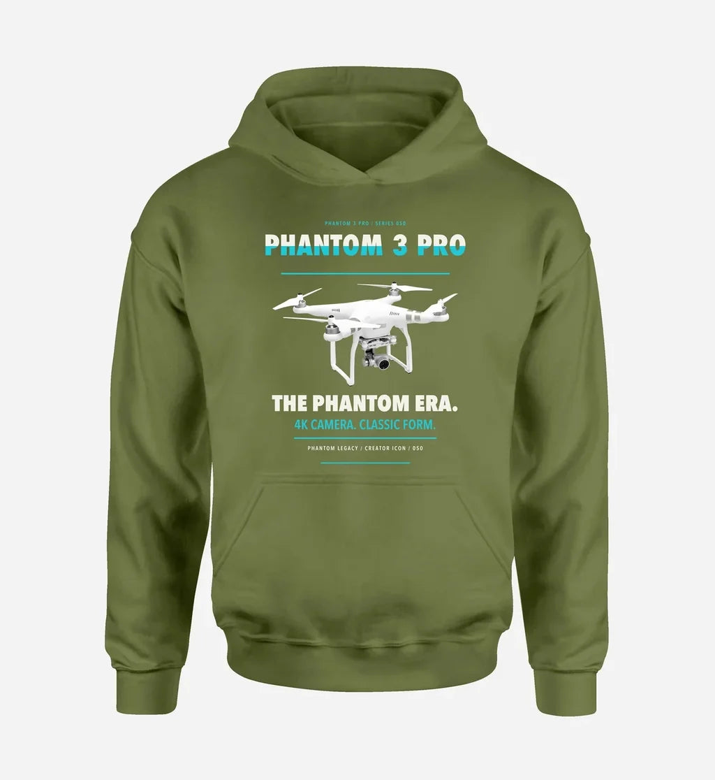 DJI Phantom 3 Professional design on green army hoodie single side