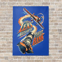 Thumbnail for The Lens Waits For The Perfect Bank vertical canvas print - no frame - blue background