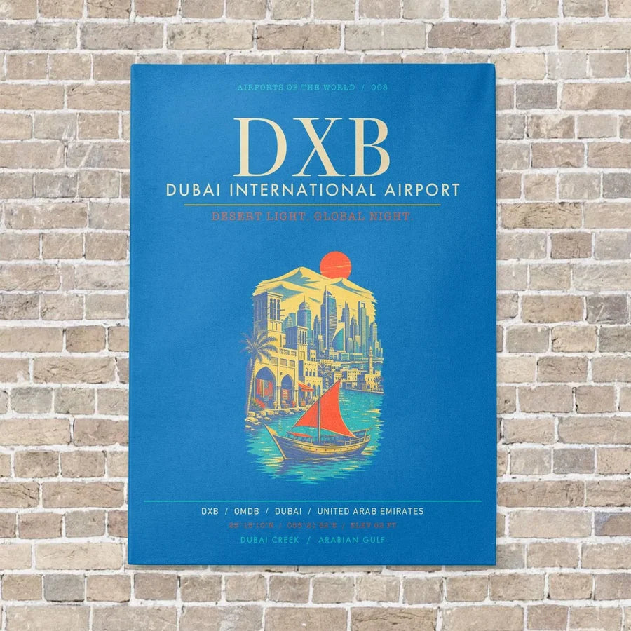 Dubai International Airport DXB - Canvas Framed - Turquoise
