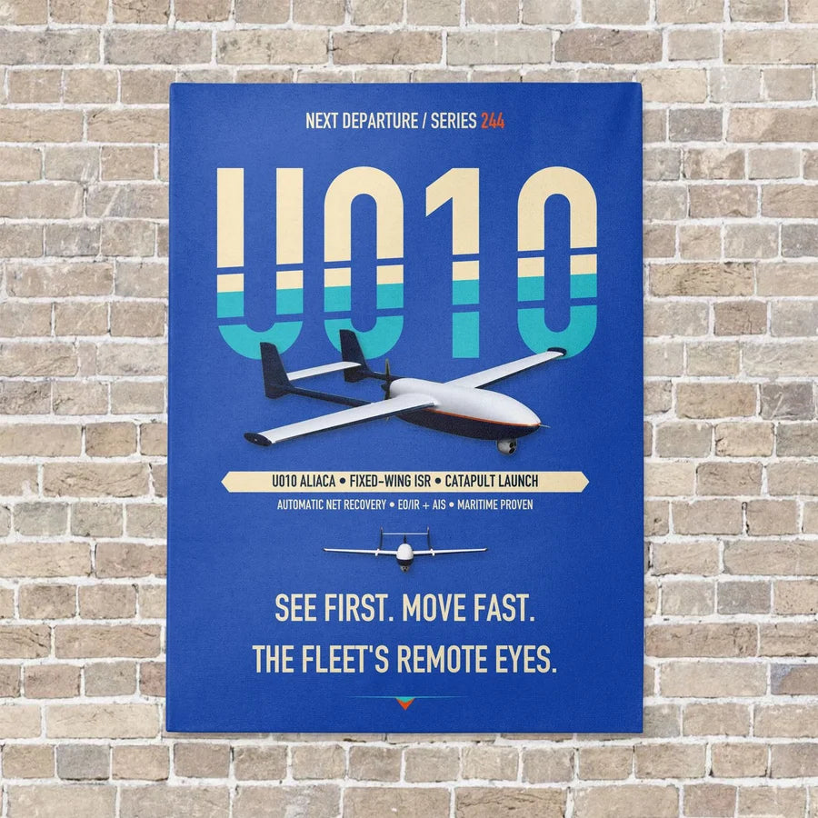 Airbus U010 Aliaca Fixed-wing vertical canvas print - no frame - blue background
