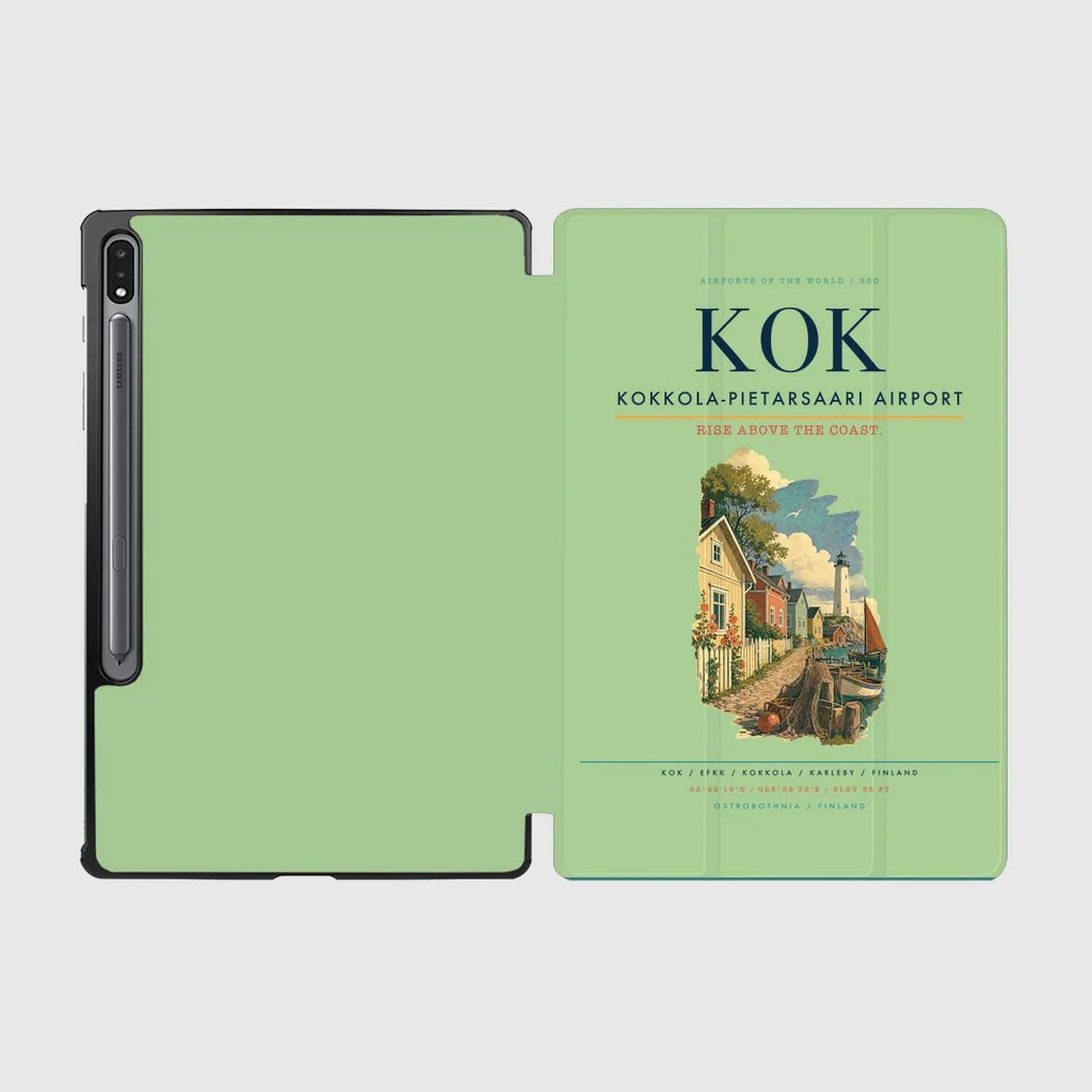 Kokkola-Pietarsaari Airport (KOK) design on light green samsung tablet tablet case