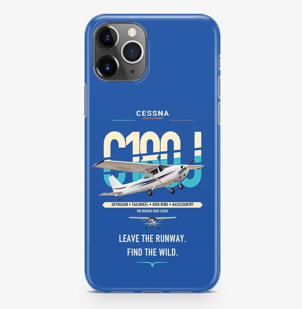 Cessna 180J Skywagon design on blue magsafe iphone case, for iPhone Pro Max