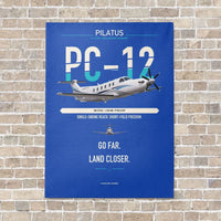 Thumbnail for Pilatus PC-12 PRO vertical canvas print - no frame - blue background