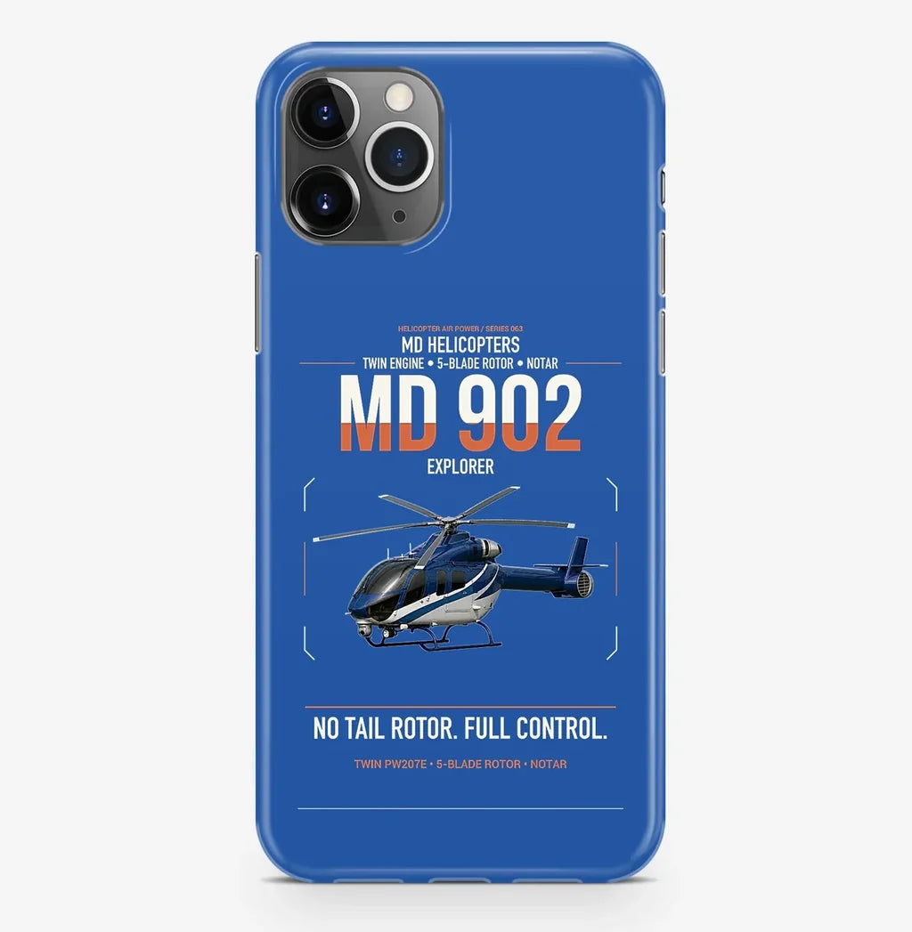 MD Helicopters MD 902 Explorer design on blue magsafe iphone case, for iPhone Pro Max