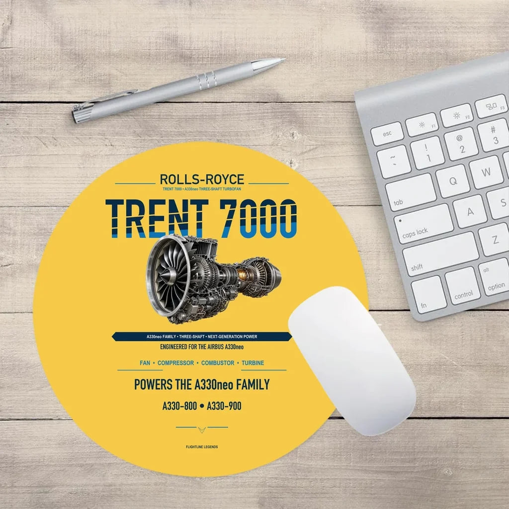 TRENT 7000 design on yellow round mouse pad