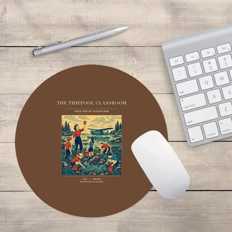 VINTAGE G4366 - The Tidepool Classroom - Designed Mouse Pads design on brown round
