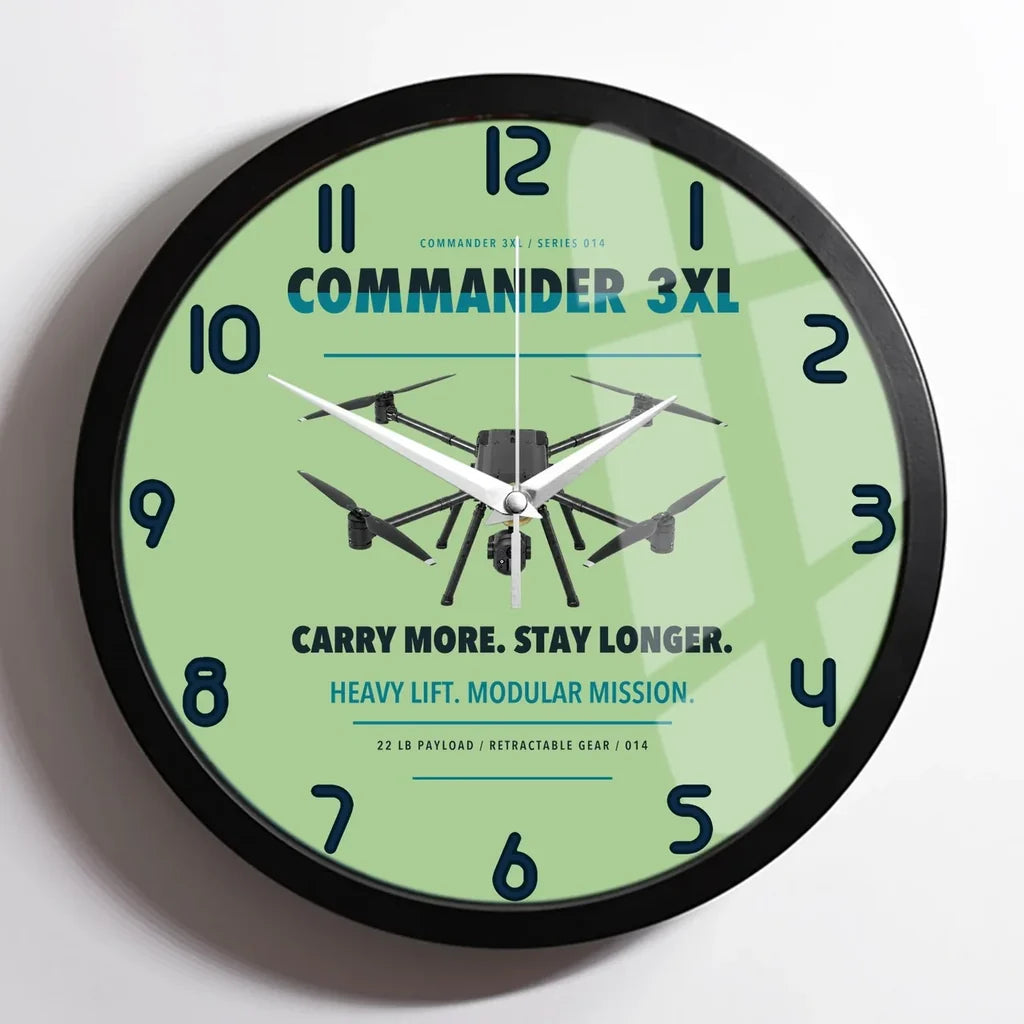 Draganfly Commander 3XL design on light green framed wall clock