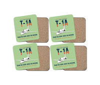 Thumbnail for T-1A Jayhawk Advanced Jet Trainer design on light green 4 pieces set coaster
