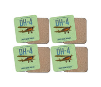 Thumbnail for Airco DH-4 Liberty Plane design on light green 4 pieces set coaster