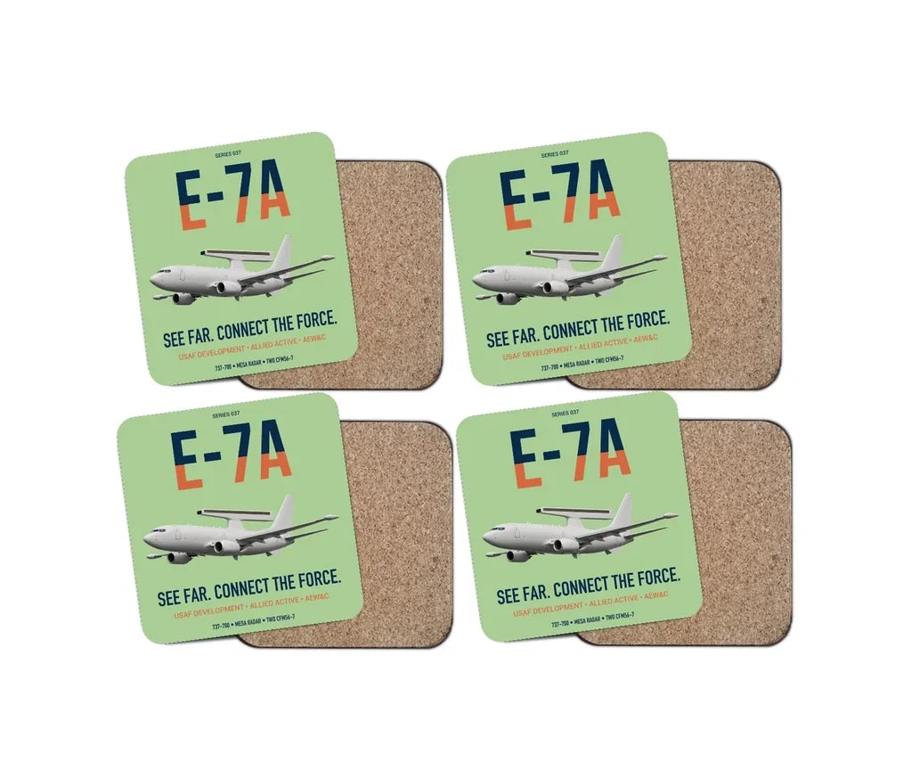 E-7A Wedgetail design on light green 4 pieces set coaster