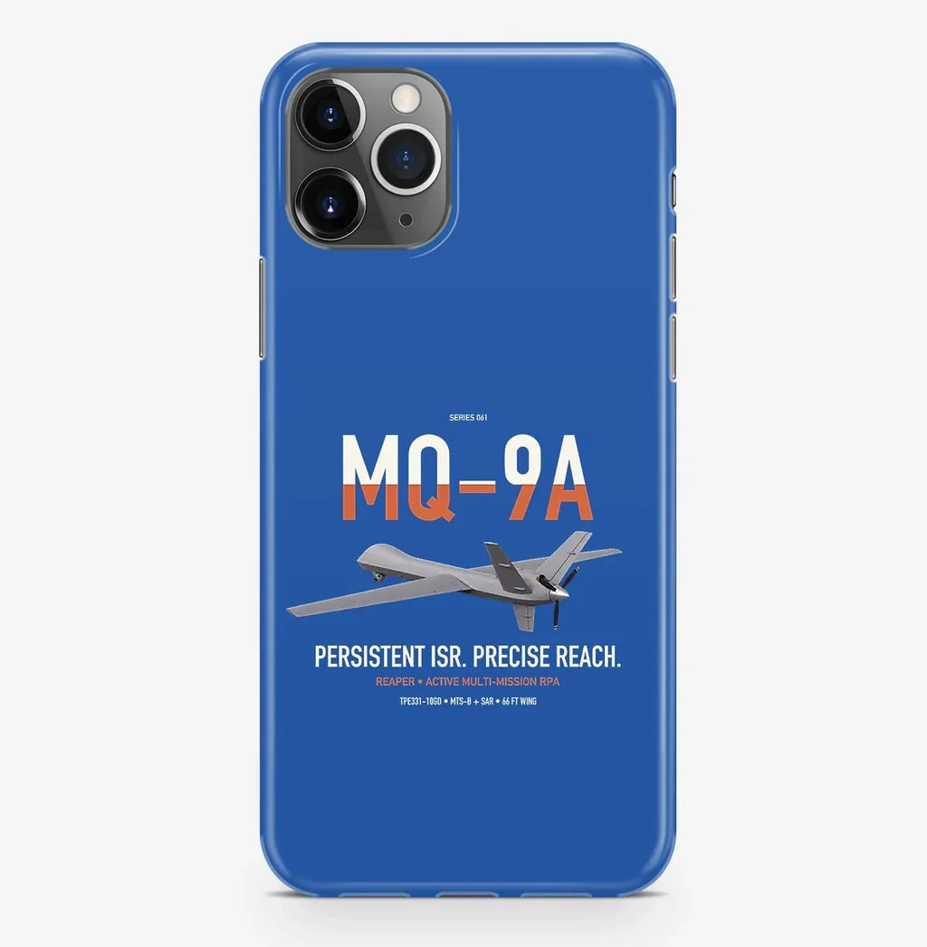 MQ-9A Reaper design on blue magsafe iphone case, for iPhone Pro Max
