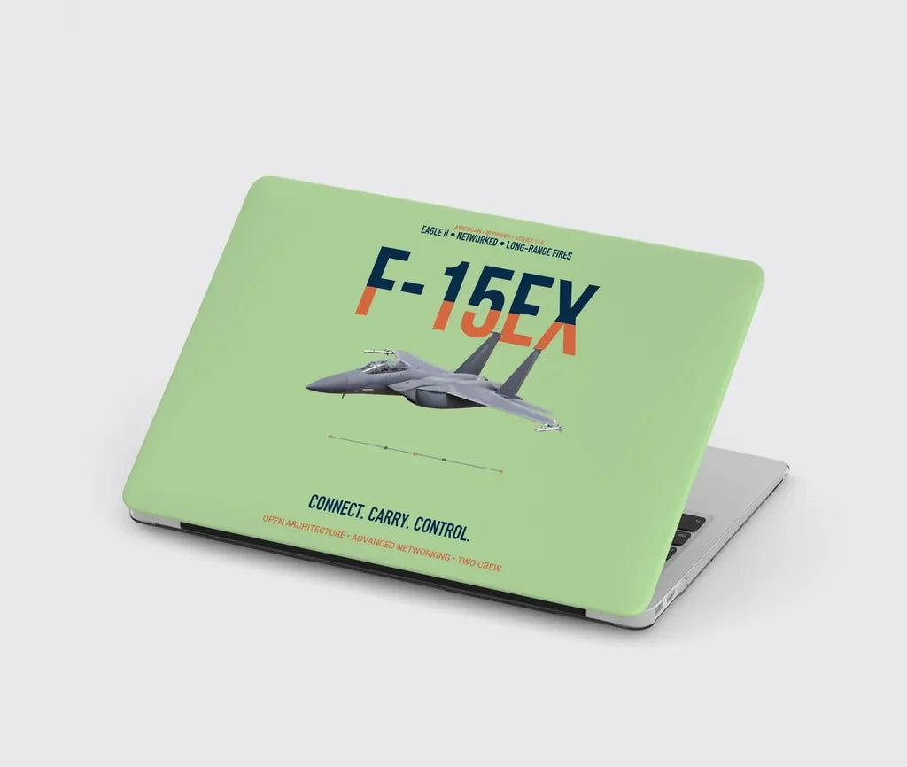 F-15EX Eagle II Connect Carry Control design on light green MacBook case