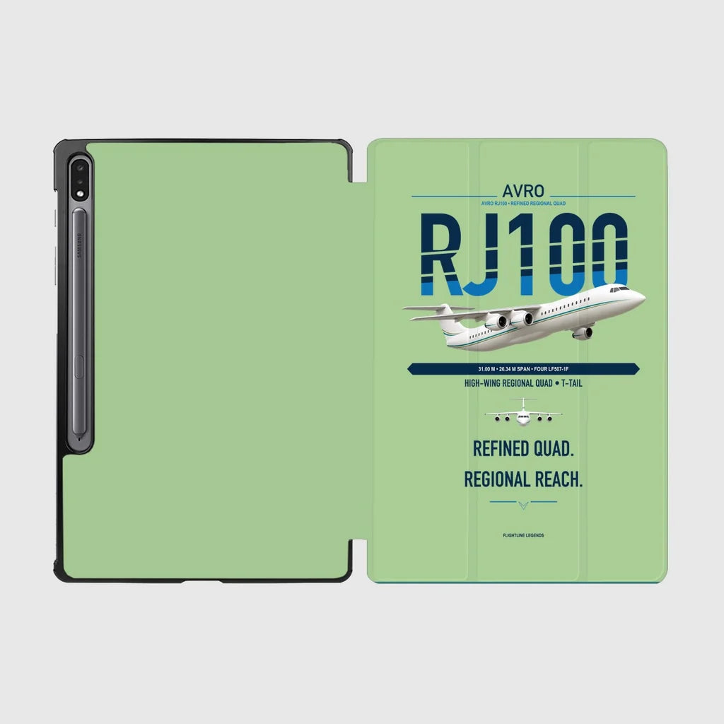 Avro RJ100 design on light green samsung tablet tablet case