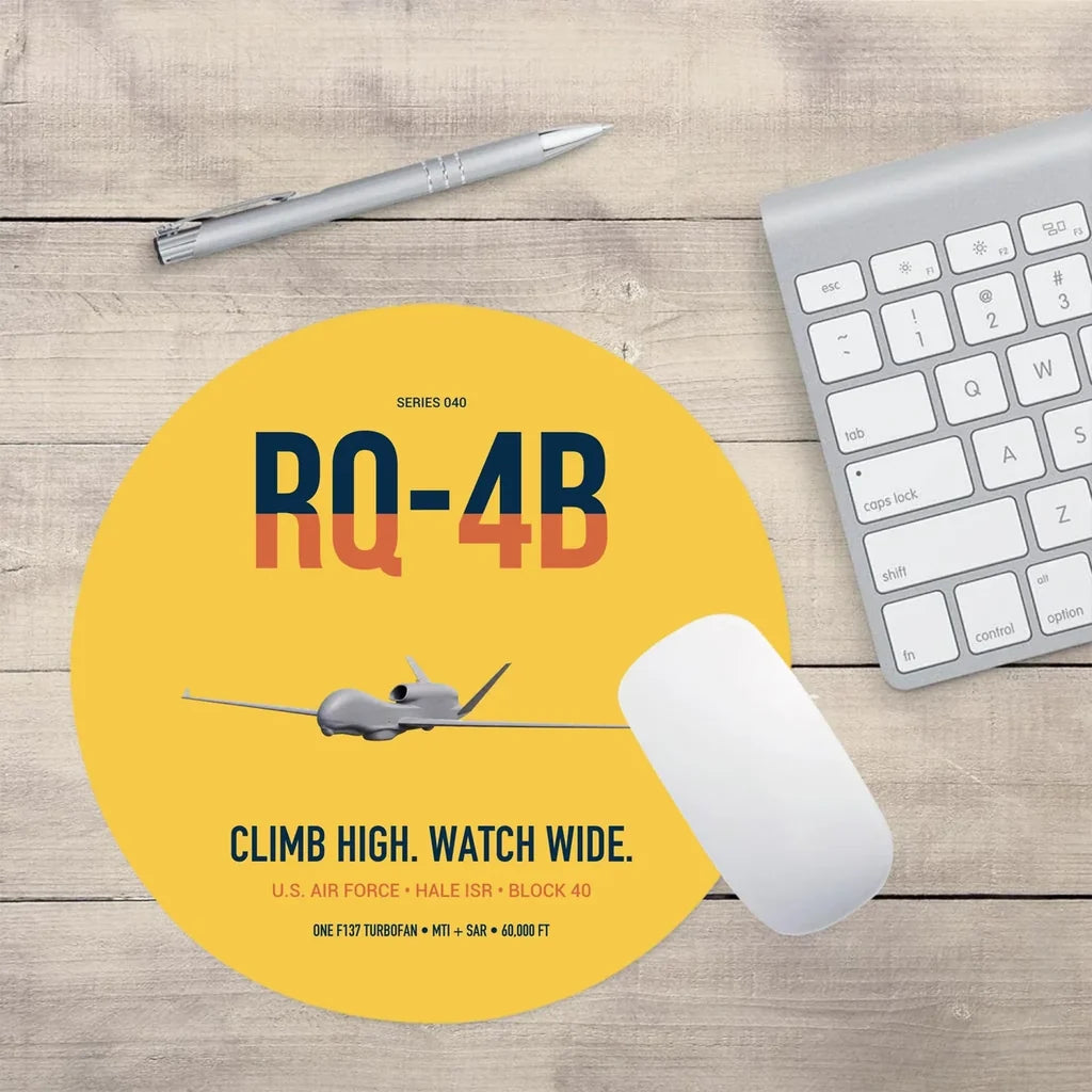 RQ-4B Global Hawk design on yellow round mouse pad