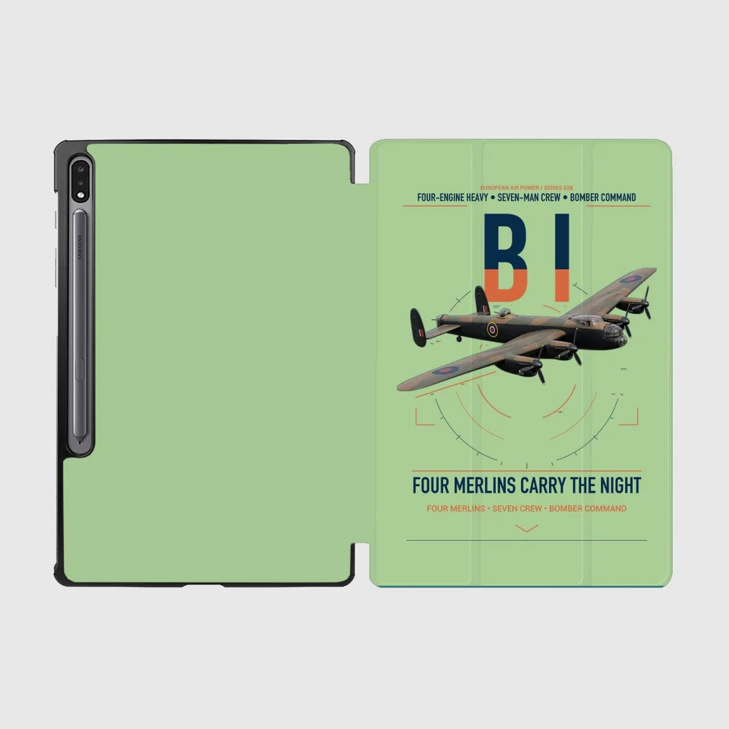 Avro Lancaster B I design on light green samsung tablet tablet case