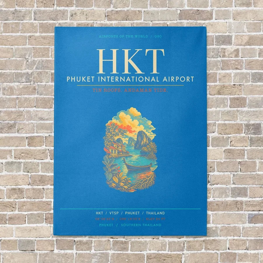 Phuket International Airport HKT - Canvas Framed - Turquoise