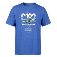 Thumbnail for Cessna 182 Skylane design on blue t-shirt, single-side print