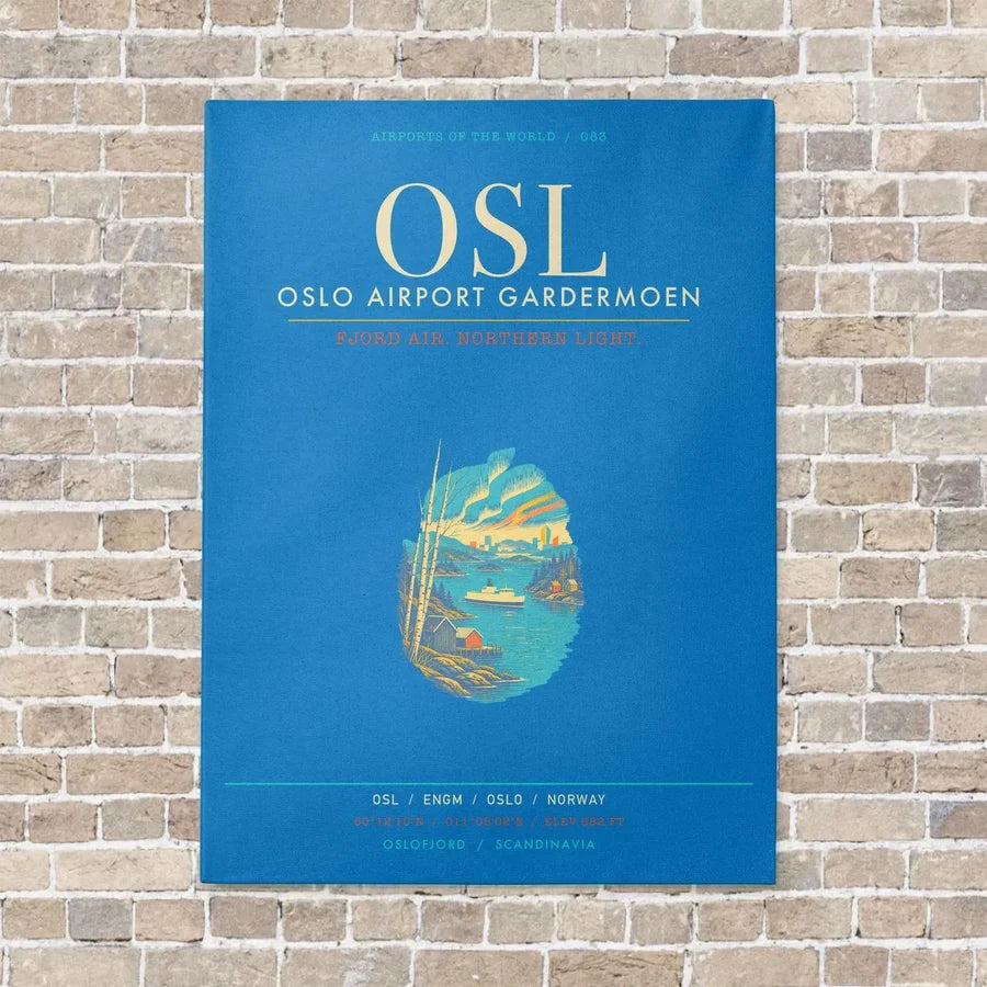 Oslo Airport Gardermoen OSL - Canvas Framed - Turquoise